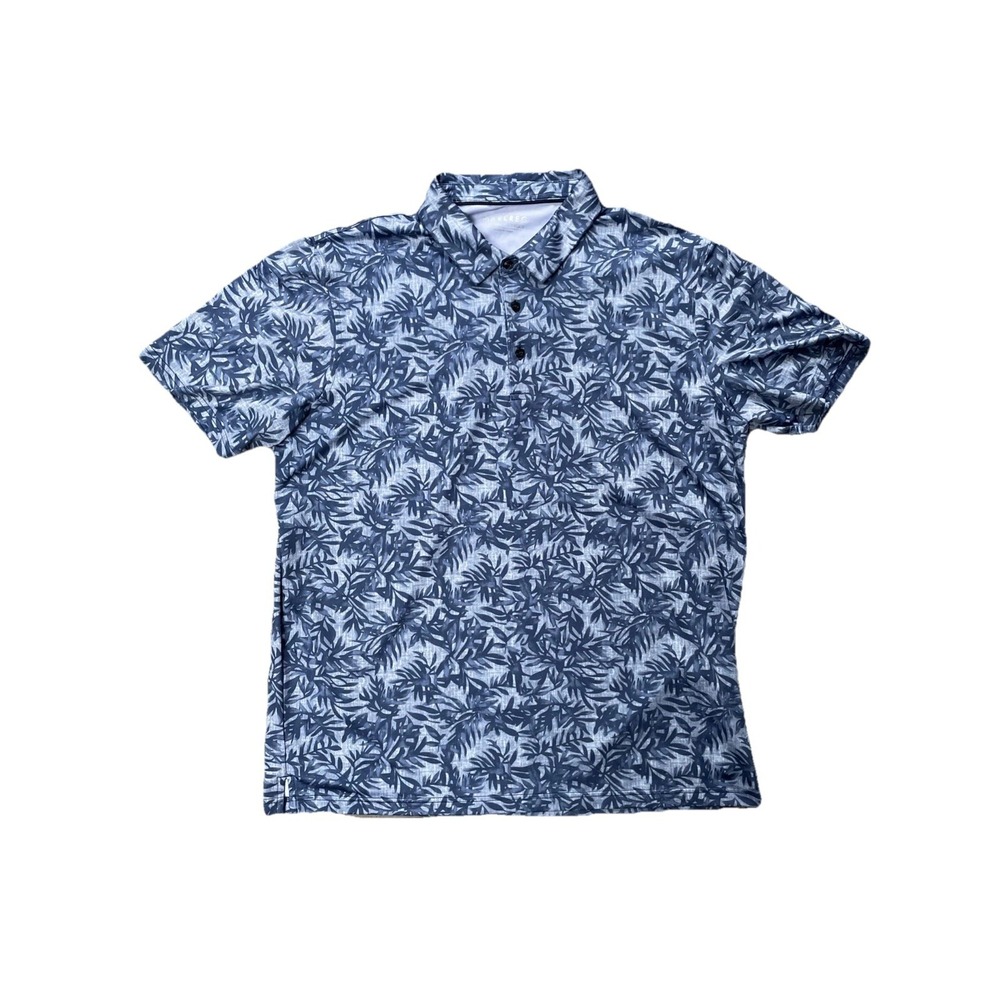 Maelreg Men's Performance Golf Polo Blue‎ Palm Print Size XL